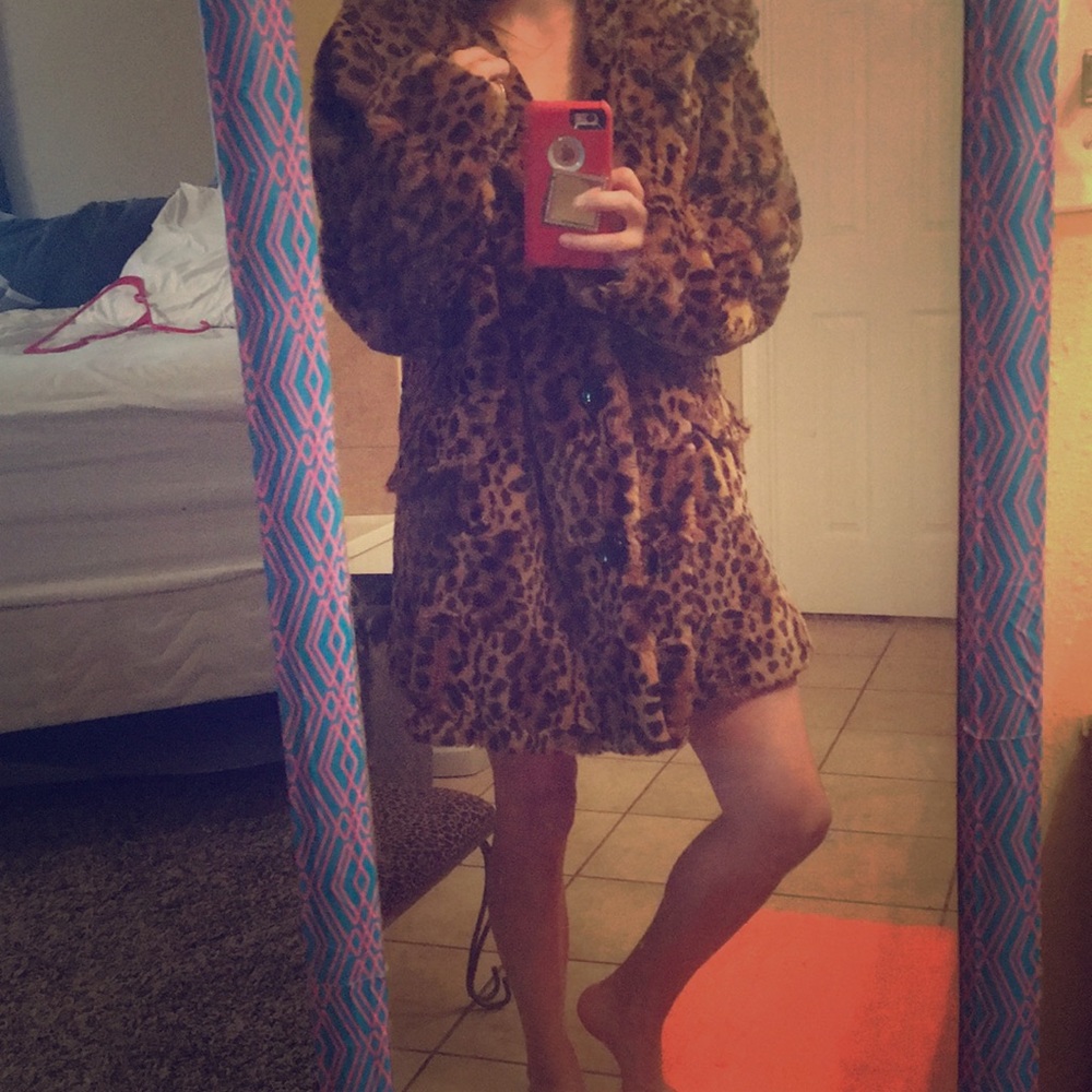 Faux fur cheetah coat
